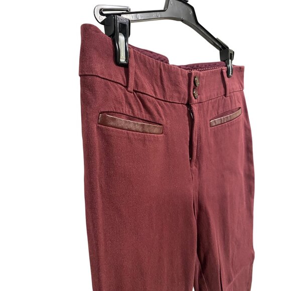 Anthropologie The Essential‎ Slim Pant Burgundy Women's Size 4 - Picture 2 of 7